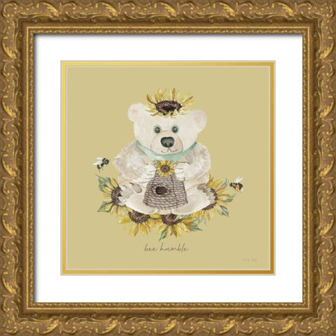 Baby Bear - Bee Humble Gold Ornate Wood Framed Art Print with Double Matting by Jacobs, Cindy