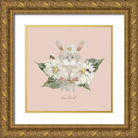 Baby Bunny - Bee Kind Gold Ornate Wood Framed Art Print with Double Matting by Jacobs, Cindy