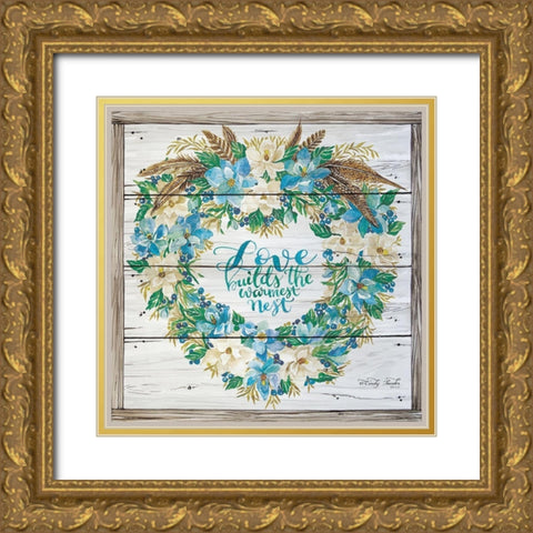 Love Builds the Warmest Nest Gold Ornate Wood Framed Art Print with Double Matting by Jacobs, Cindy