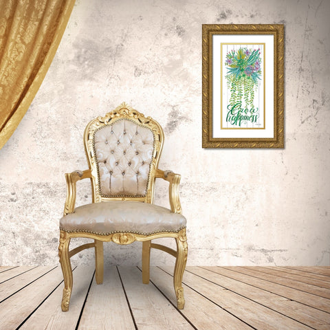 Grow Happiness Gold Ornate Wood Framed Art Print with Double Matting by Jacobs, Cindy