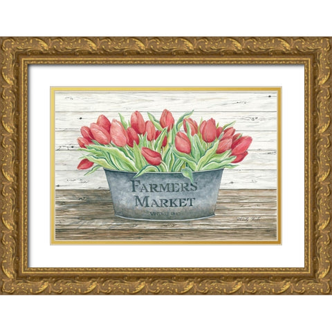 Farmers Market Tulips Gold Ornate Wood Framed Art Print with Double Matting by Jacobs, Cindy