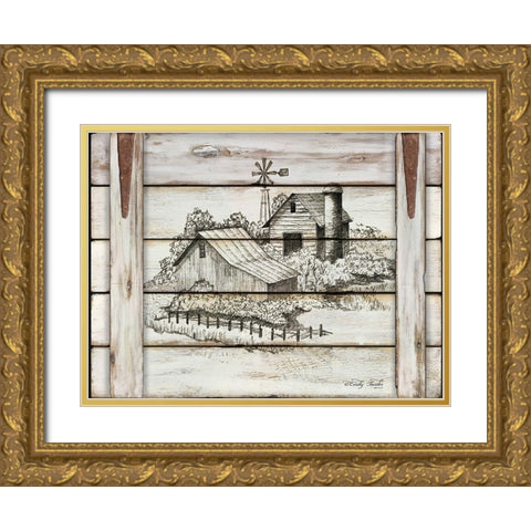Down on the Farm Gold Ornate Wood Framed Art Print with Double Matting by Jacobs, Cindy