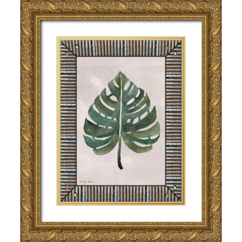 Monstera Leaf  Gold Ornate Wood Framed Art Print with Double Matting by Jacobs, Cindy