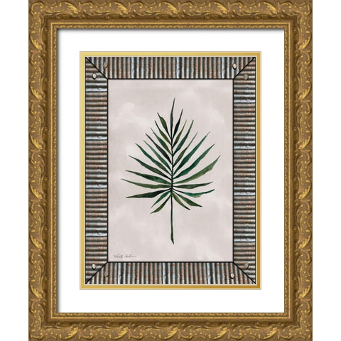 Palm Leaf  Gold Ornate Wood Framed Art Print with Double Matting by Jacobs, Cindy