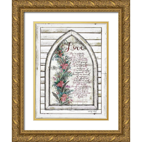 Live is Patient Arch with Flowers Gold Ornate Wood Framed Art Print with Double Matting by Jacobs, Cindy