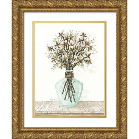 Cotton Bouquet Gold Ornate Wood Framed Art Print with Double Matting by Jacobs, Cindy