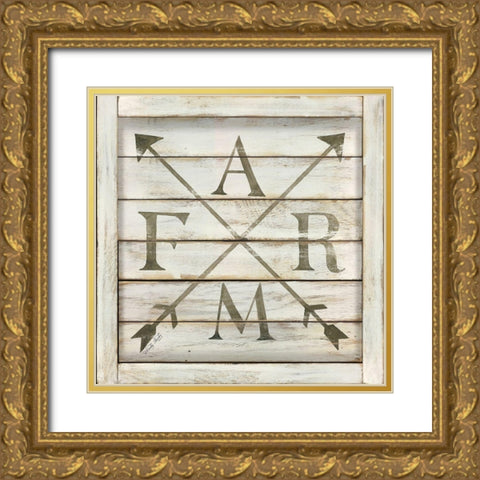 Farm Arrows Gold Ornate Wood Framed Art Print with Double Matting by Jacobs, Cindy