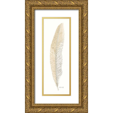 Tonal Feather I Gold Ornate Wood Framed Art Print with Double Matting by Jacobs, Cindy