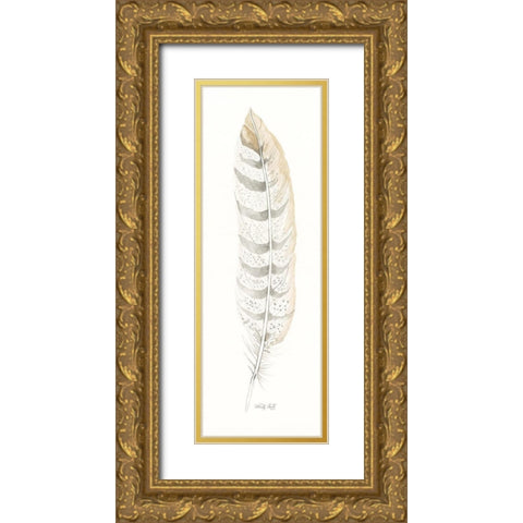 Tonal Feather II Gold Ornate Wood Framed Art Print with Double Matting by Jacobs, Cindy