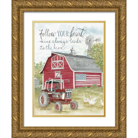 Follow Your Heart Gold Ornate Wood Framed Art Print with Double Matting by Jacobs, Cindy