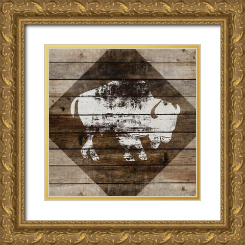 Buffalo Gold Ornate Wood Framed Art Print with Double Matting by Jacobs, Cindy