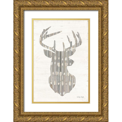 Deer and Arrows Silhouette Gold Ornate Wood Framed Art Print with Double Matting by Jacobs, Cindy