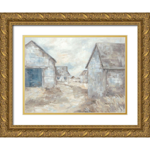 Barn Path Gold Ornate Wood Framed Art Print with Double Matting by Coules, Debi