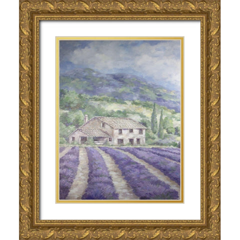 French Farmhouse Lavender Gold Ornate Wood Framed Art Print with Double Matting by Coules, Debi
