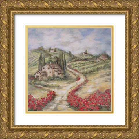 Tuscan Hills Gold Ornate Wood Framed Art Print with Double Matting by Coules, Debi