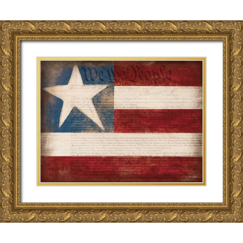 We the People Gold Ornate Wood Framed Art Print with Double Matting by Dee Dee