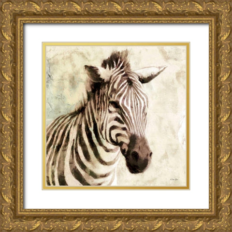 The Zebra Gold Ornate Wood Framed Art Print with Double Matting by Dee Dee