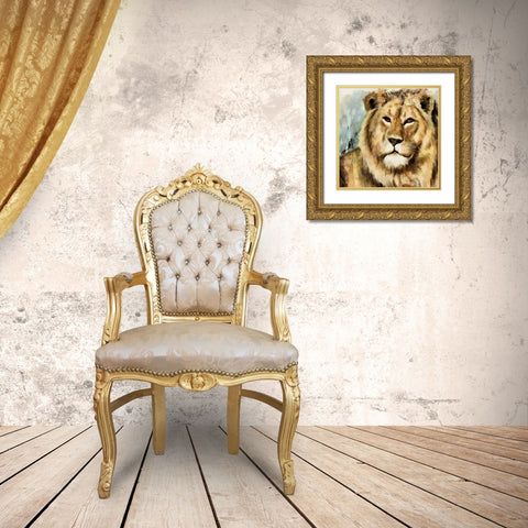 The Lion Gold Ornate Wood Framed Art Print with Double Matting by Dee Dee