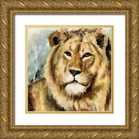 The Lion Gold Ornate Wood Framed Art Print with Double Matting by Dee Dee