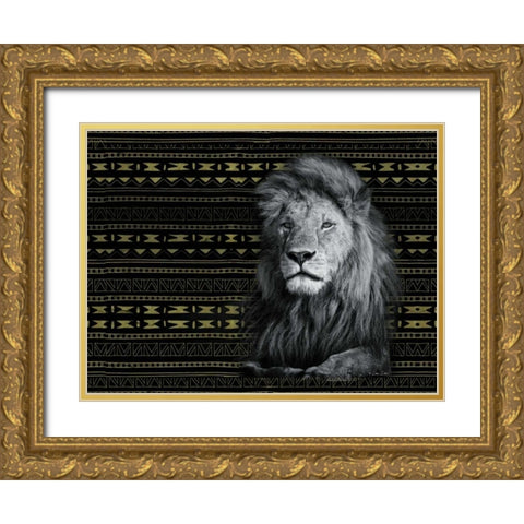 Patterned Lion Gold Ornate Wood Framed Art Print with Double Matting by Dee Dee