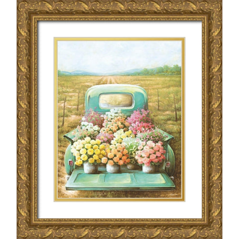 Flowers for Sale Gold Ornate Wood Framed Art Print with Double Matting by Dee Dee