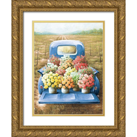 Flowers for Sale Gold Ornate Wood Framed Art Print with Double Matting by Dee Dee