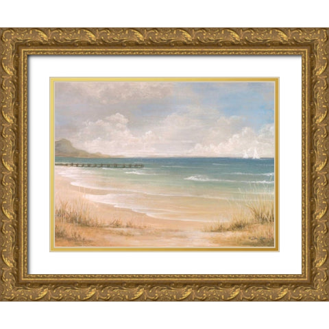 Pier View Gold Ornate Wood Framed Art Print with Double Matting by Dee Dee