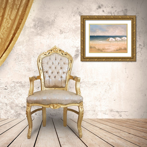 Atlantic Umbrellas Gold Ornate Wood Framed Art Print with Double Matting by Dee Dee