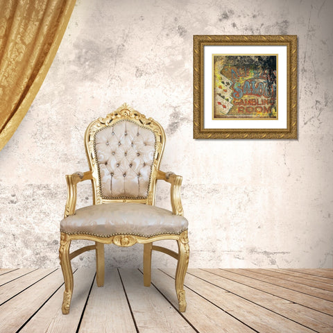 Gambling Room Gold Ornate Wood Framed Art Print with Double Matting by Dee Dee
