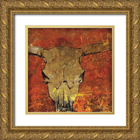 Skull Gold Ornate Wood Framed Art Print with Double Matting by Dee Dee