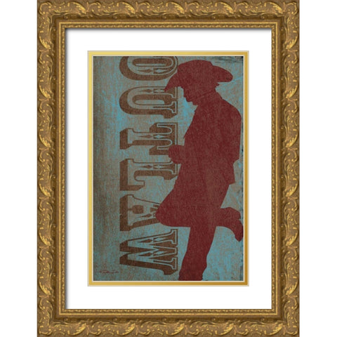 Cowboy Gold Ornate Wood Framed Art Print with Double Matting by Dee Dee