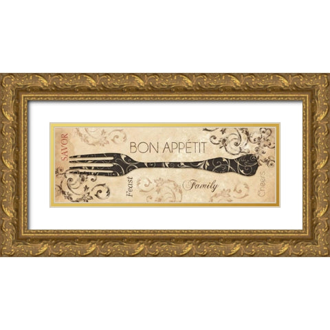 Bon Appetit Gold Ornate Wood Framed Art Print with Double Matting by Dee Dee