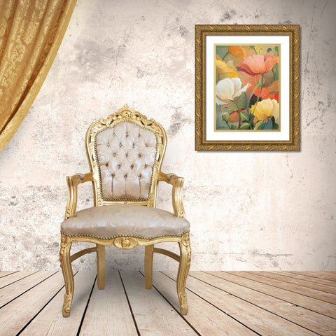 Spring Blooms I Gold Ornate Wood Framed Art Print with Double Matting by Dee Dee