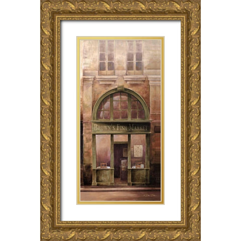 Fish Market Gold Ornate Wood Framed Art Print with Double Matting by Dee Dee