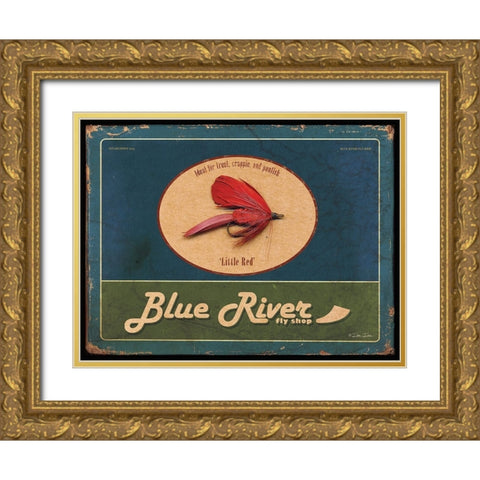 Blue River Gold Ornate Wood Framed Art Print with Double Matting by Dee Dee
