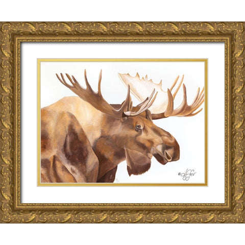 Moose Be Single Gold Ornate Wood Framed Art Print with Double Matting by Fifer, Diane