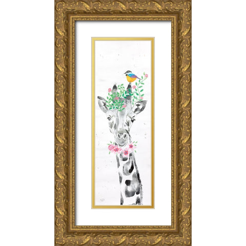 Sparkle the Giraffe Gold Ornate Wood Framed Art Print with Double Matting by Fifer, Diane