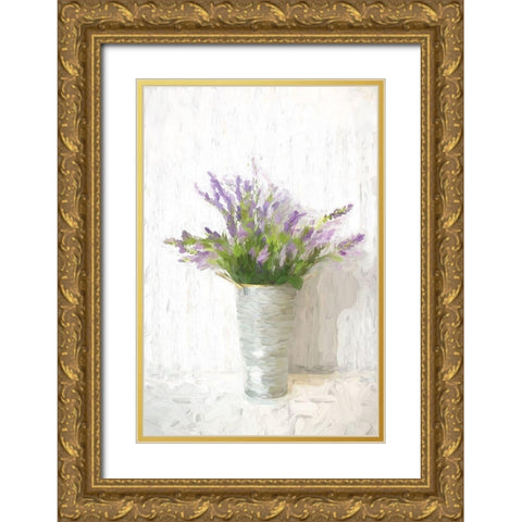 Lavender on White Gold Ornate Wood Framed Art Print with Double Matting by Dogwood Portfolio
