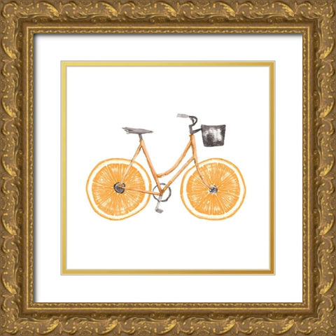 Orange Bike Gold Ornate Wood Framed Art Print with Double Matting by Dogwood Portfolio