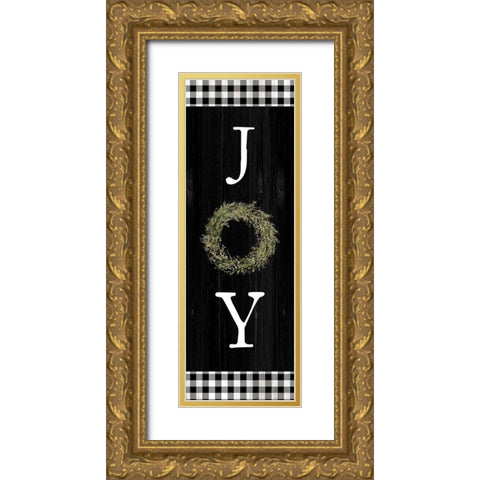 Joy Wreath Gold Ornate Wood Framed Art Print with Double Matting by Dogwood Portfolio