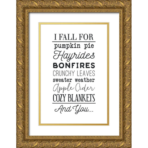 I Fall for Autumn Things Gold Ornate Wood Framed Art Print with Double Matting by Dogwood Portfolio