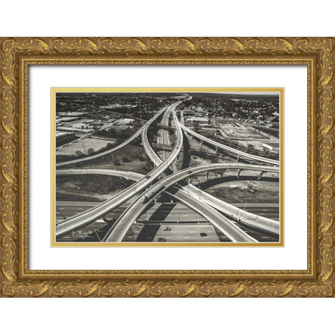 Highway Crossing Gold Ornate Wood Framed Art Print with Double Matting by Quillen, Donnie