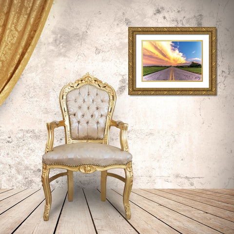 Road Less Traveled Gold Ornate Wood Framed Art Print with Double Matting by Quillen, Donnie
