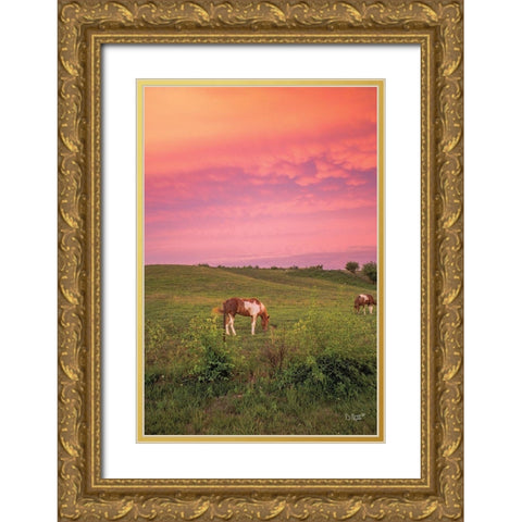 Horse at Sunset  Gold Ornate Wood Framed Art Print with Double Matting by Quillen, Donnie