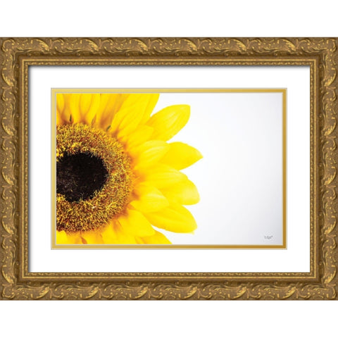 Sunflower Close-up Gold Ornate Wood Framed Art Print with Double Matting by Quillen, Donnie