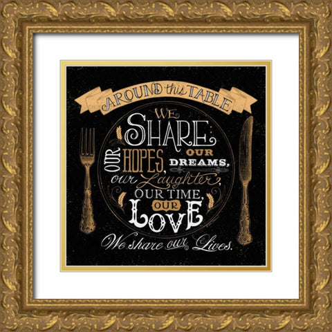 Around This Table  Gold Ornate Wood Framed Art Print with Double Matting by Strain, Deb