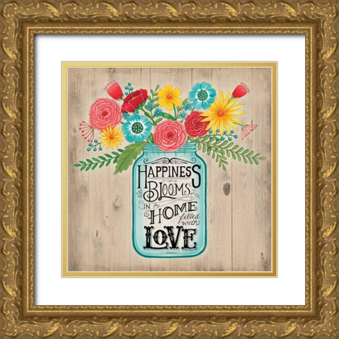 Home Filled with Love Gold Ornate Wood Framed Art Print with Double Matting by Strain, Deb