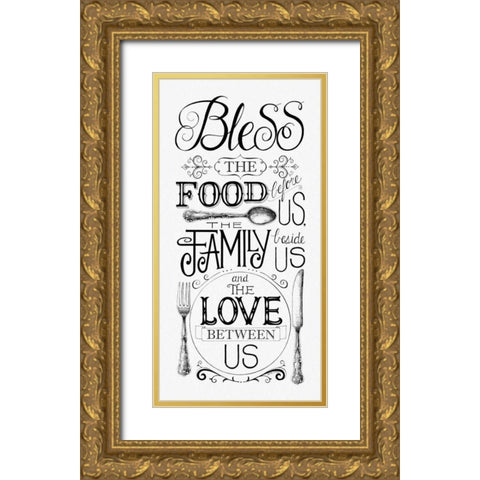 Bless the Food Gold Ornate Wood Framed Art Print with Double Matting by Strain, Deb