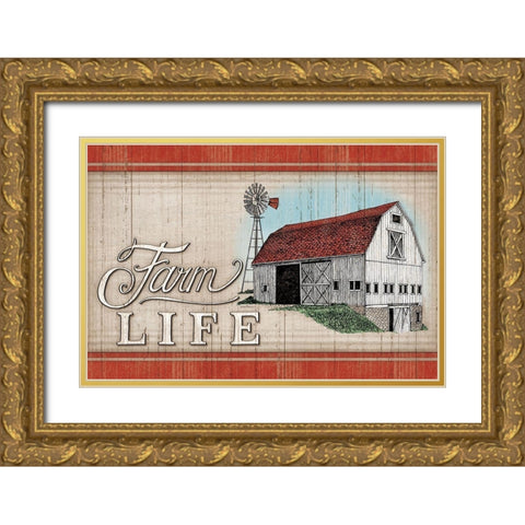 The Farm Life Gold Ornate Wood Framed Art Print with Double Matting by Strain, Deb