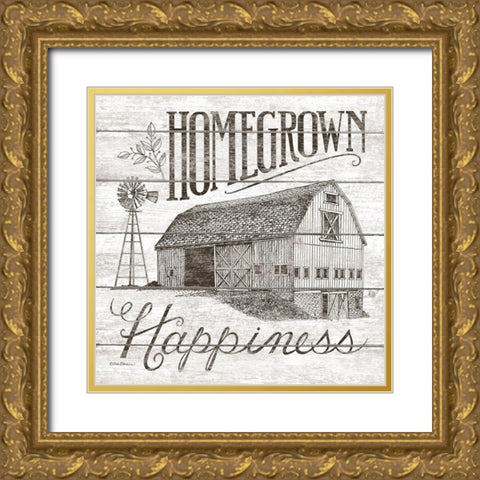 Homegrown Happiness Gold Ornate Wood Framed Art Print with Double Matting by Strain, Deb